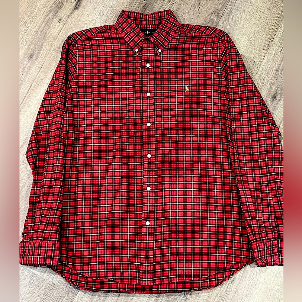 Men’s XL Polo Ralph Lauren Tartan Plaid Button Front Logo Classic Fit Shirt